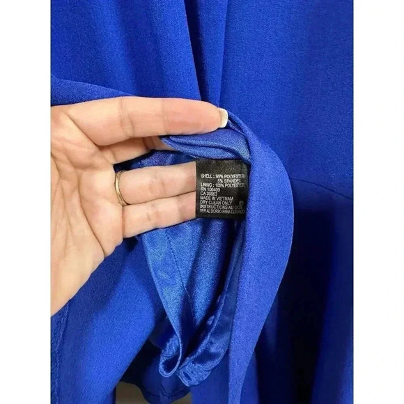 Tahari Arthur S. Levine Royal Blue Sleeveless Lined Polyester Dress Size 12 Belt - Picture 10 of 12